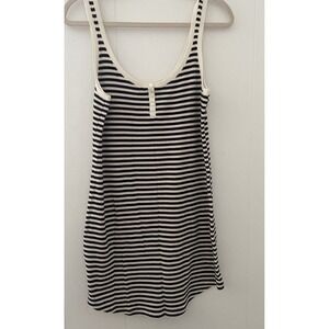 Victoria's Secret Striped Henley Sleep‎ Dress Black & White with Gold Sz Small